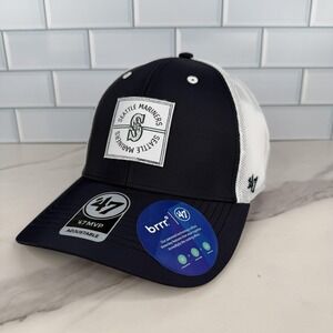 Seattle Mariners Trucker Hat Cap Strap Back‎ Mens One Size Navy MLB 47 MVP Brrr